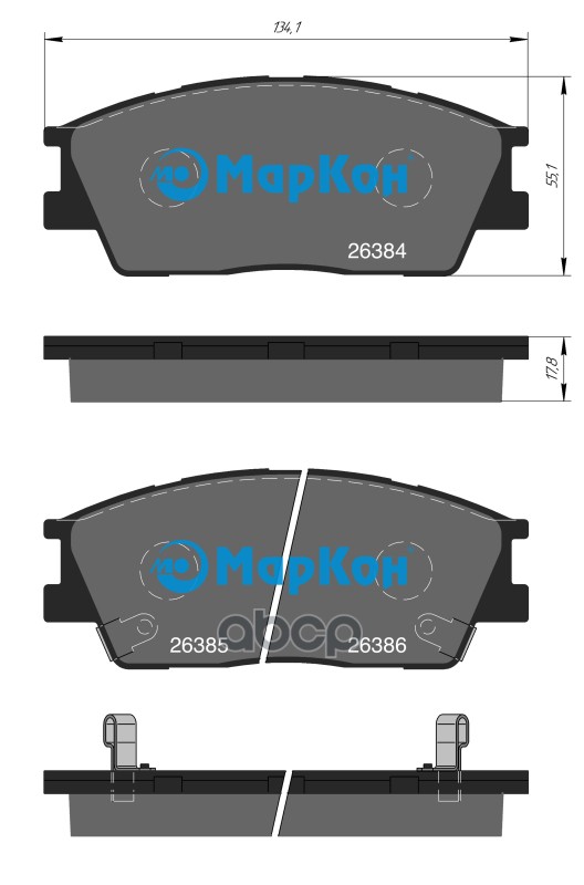 Колодки тормозные дисковые передние к-т с мех. индикатором износа KIA SOUL [SK19] (18-) на 15`` диск МарКон арт. 506402178