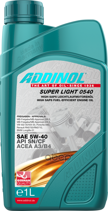 ADDINOL Моторное Масло Addinol Super Light 0540 Sae 5W-40 (1Л)