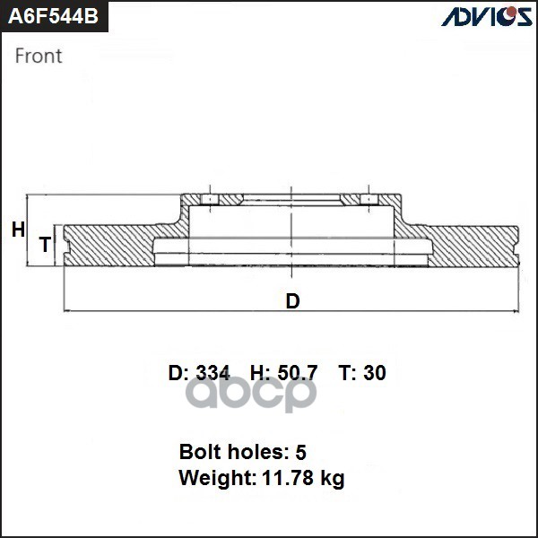 Диск Тормозной Передний A6f544b ADVICS арт. A6F544B