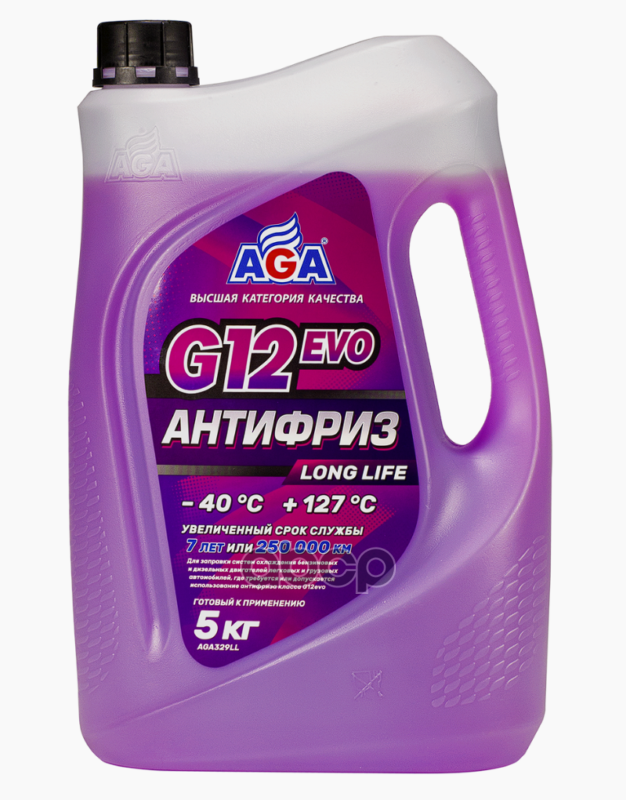 Антифриз AGA G12evo LONG LIFE  фиолетовый  –40 °С (5 кг) (соответствие VAG VWTL774L) AGA арт. aga329ll