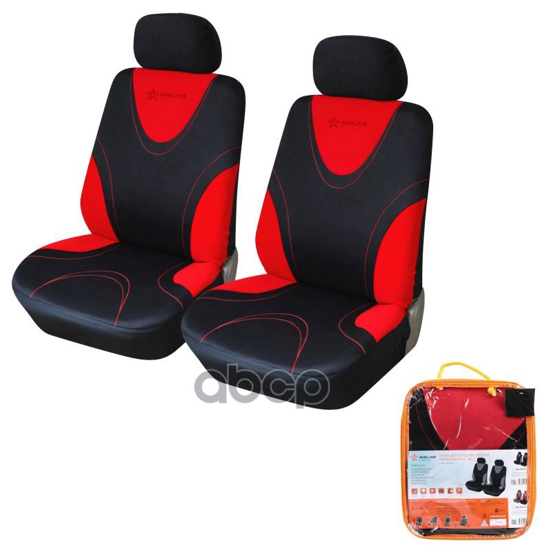 Чехлы для сидений универсал. RS-1, передн., 2 шт. (4 предм.), полиэстер, черн./красн.(ACS-PP-04) AIRLINE арт. ACSPP04