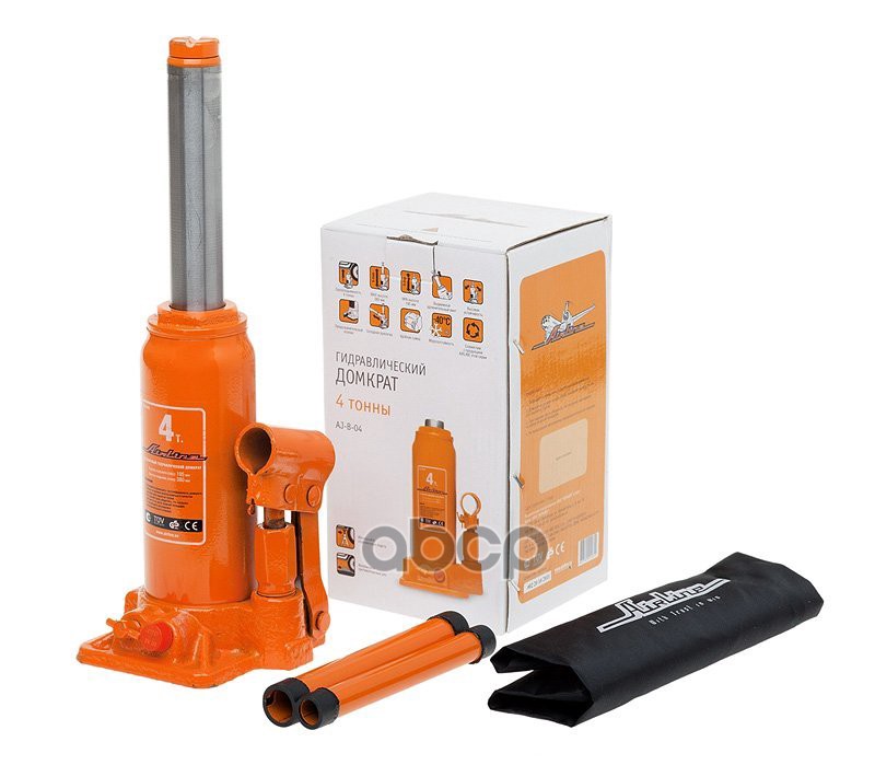 Домкрат бутылочный 4т в сумке (MIN - 195мм/MAX - 380мм)  AJ-B-04 AIRLINE арт. AJ-B-04