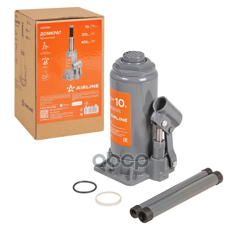 Домкрат бутылочный 10т 210-405мм (AJB10M) AIRLINE арт. ajb10m