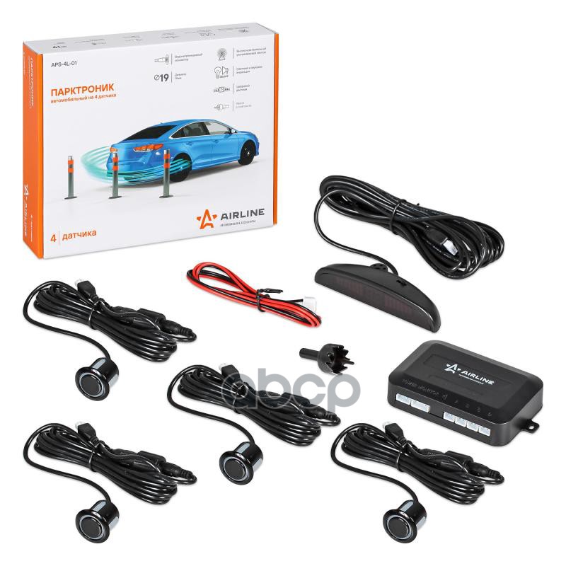 Парктроник на 4 датчика (черные), LED дисплей (APS-4L-01) AIRLINE арт. APS4L01