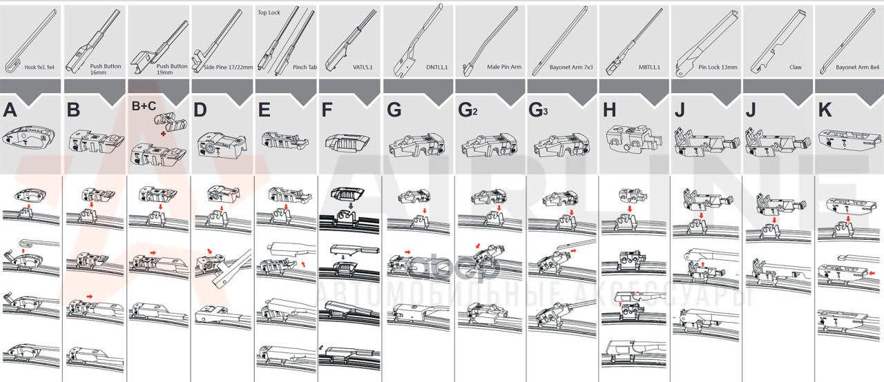 Щетка стеклоочистителя бескаркасная 650мм (26") AWB-BK-650 AIRLINE арт. AWB-BK-650