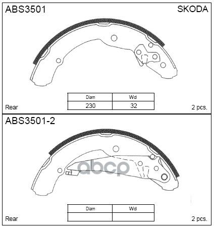 Колодки  торм. барабан. задние VW Caddy II / VW Jetta IV / VW Polo 10->  Polo V 09-14 / Skoda Octavi ALLIED NIPPON арт. abs3501