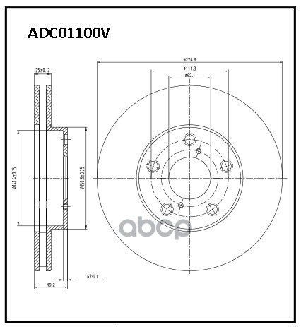 Диск Тормозной | Перед | ALLIED NIPPON арт. ADC01100V