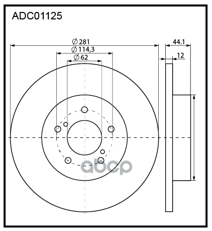 Диск тормозной задний Toyota Camry (V7) 17->  RAV 4 V 18-> / Lexus ES 18->  NX 14->  UX 18-> ALLIED NIPPON арт. adc01125