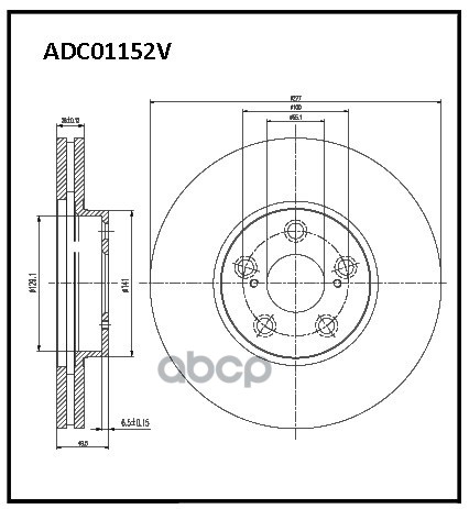 Диск Тормозной Вентилируемый | Перед | ALLIED NIPPON арт. ADC01152V