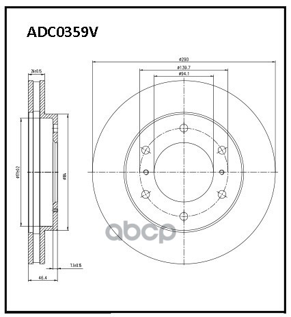 Диск Тормозной | Перед | ALLIED NIPPON арт. ADC0359V