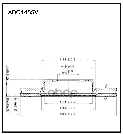 Диск Тормозной Вентилируемый | Зад | ALLIED NIPPON арт. ADC1455V