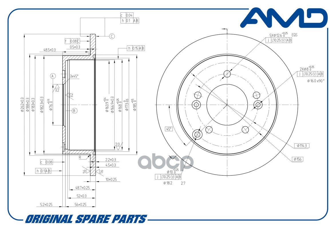 Диск Тормозной Задний Hyundai Tucson Jm, 2Wd, 2004-, Kia Sportage Je, 2Wd, 2004- Amdbd171 AMD арт. AMDBD171