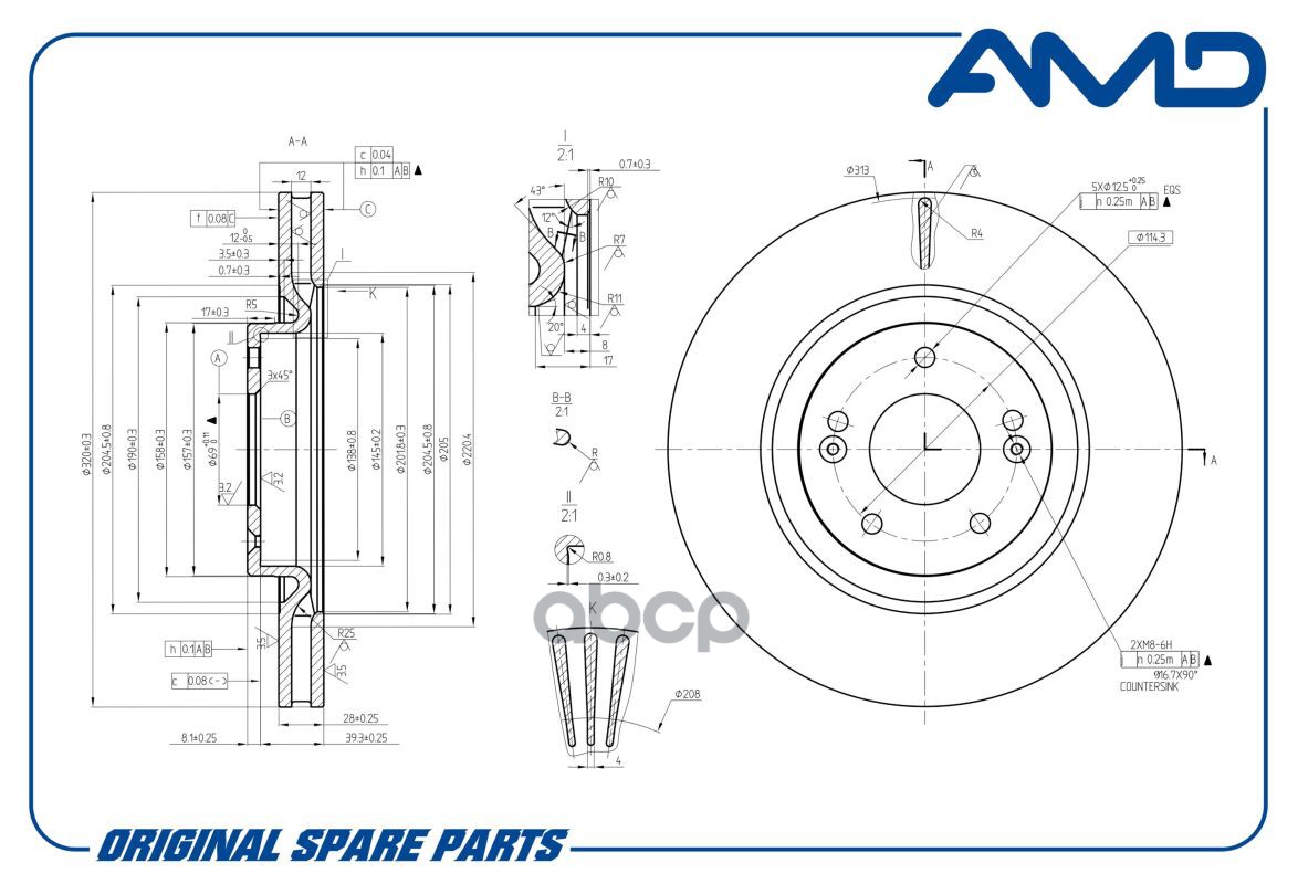 Диск Тормозной Передний Hyundai I40/Kia Optima /Vent D=320Mm Amd Amd.bd276 AMD арт. AMD.BD276
