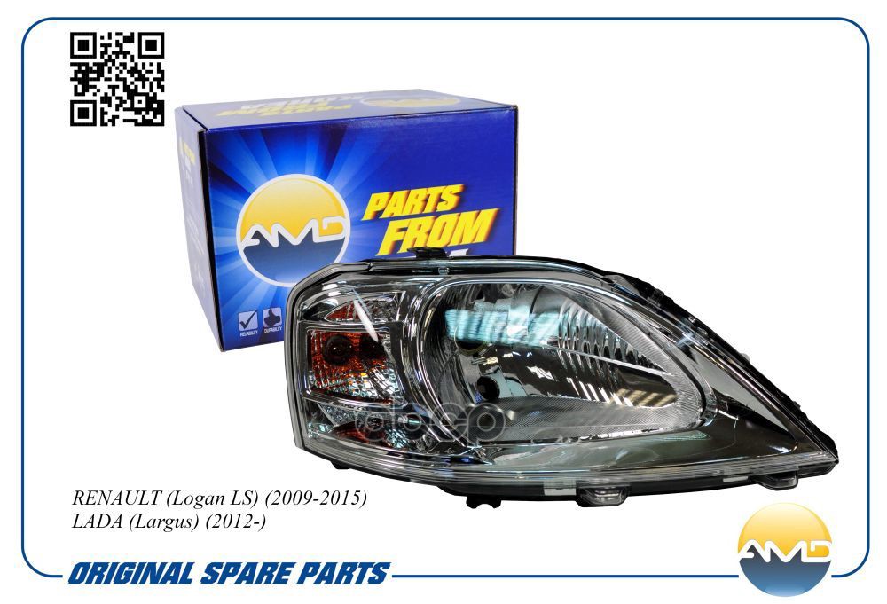 Фара передняя правая RENAULT Logan LS, 2009-2015, LADA Largus, 2012- AMDLP288 AMD арт. AMDLP288
