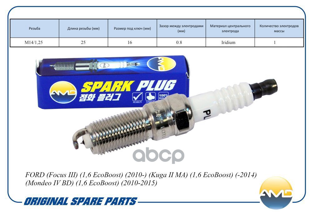 Свеча зажигания 1685720/ILZTR6A8G/AMD.PL95 (Iridium) AMD AMD арт. AMDPL95