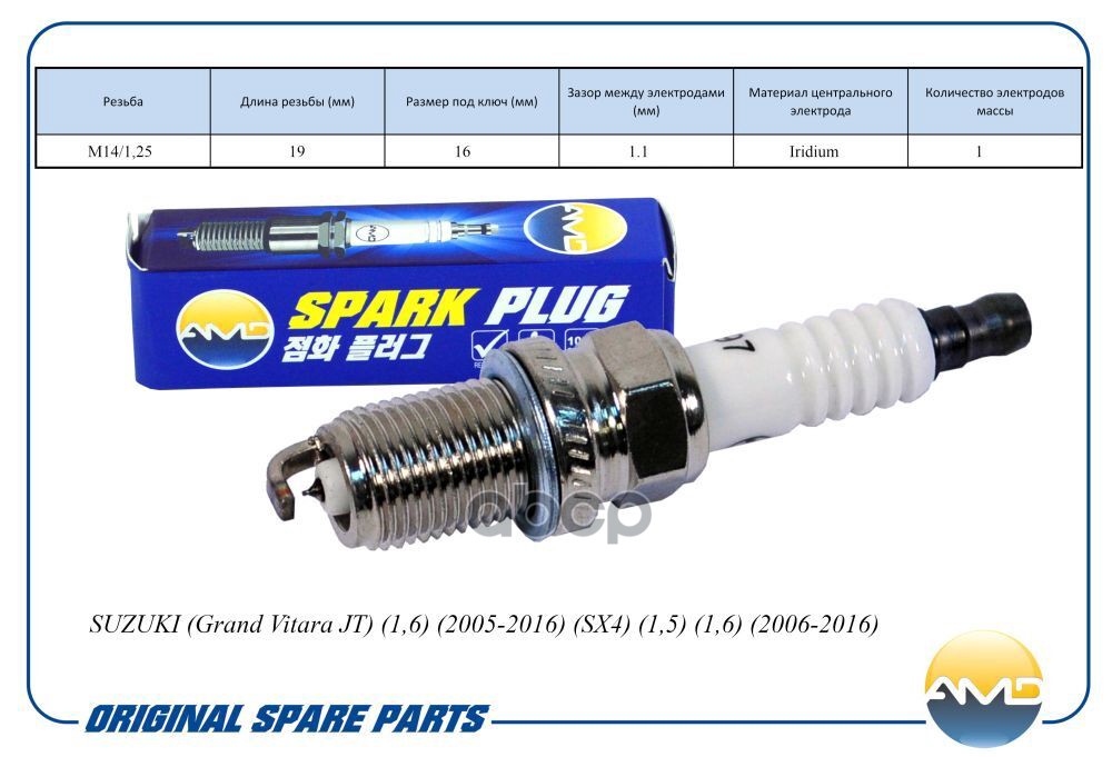 Свеча зажигания 09482-00550/IFR6J11/AMD.PL97 (Iridium) AMD AMD арт. AMDPL97