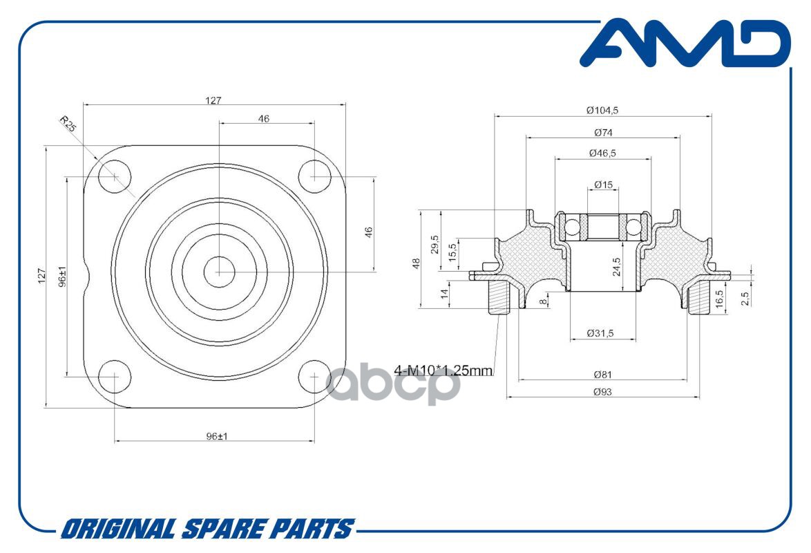 Опора амортизатора переднего AMD.SB326 AMD арт. AMD.SB326