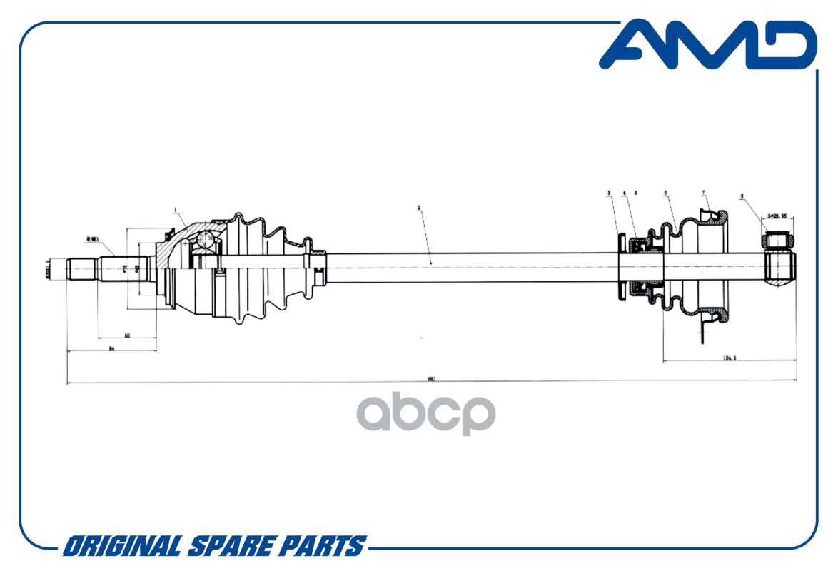 Вал приводной левый RENAULT Logan LS, 2004-, Sandero, 2007- AMDSH139 AMD арт. AMDSH139