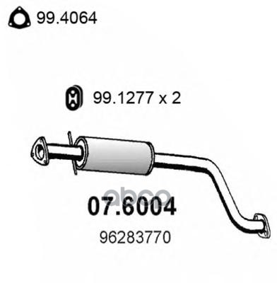 Резонатор Глушителя Средний Daewoo Lanos 1.4 1.5 1.6I 4/97 ASSO арт. 076004