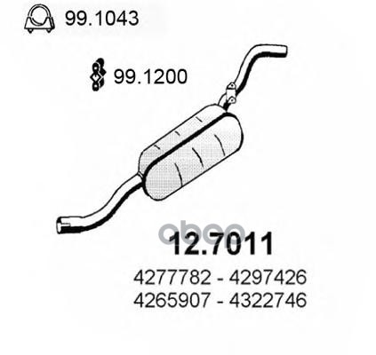 Задняя Часть Глушителя Fiat 127 900Cc - Seat Fura ASSO арт. 127011