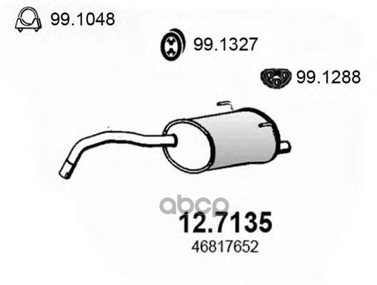 Резонатор Глуш. Задний Fiat Panda 1.1 1.2 09/2003 ASSO арт. 127135