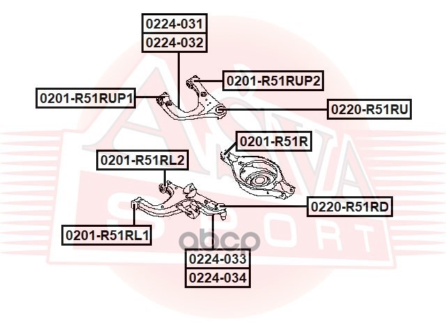 САЙЛЕНТБЛОК ЗАДНЕГО ВЕРХНЕГО РЫЧАГА ЗАДНИЙ ASVA арт. 0201R51RUP2