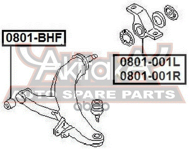 САЙЛЕНТБЛОК ПЕРЕДНЕГО ПРАВОГО РЫЧАГА ЗАДНИЙ ASVA арт. 0801001R