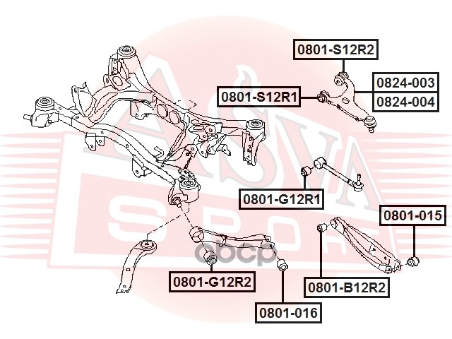 РЫЧАГ ЗАДНИЙ ВЕРХНИЙ ЛЕВЫЙ ASVA арт. 0824004