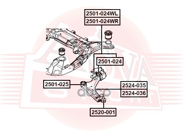 Рычаг передний правый ASVA арт. 2524036