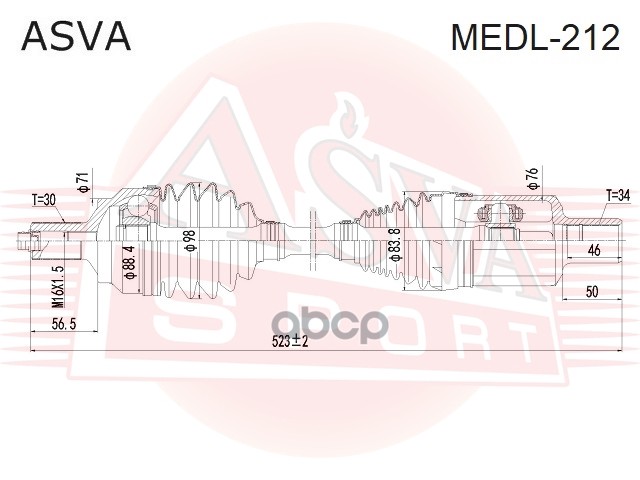 Приводной Вал Левый ASVA арт. MEDL212
