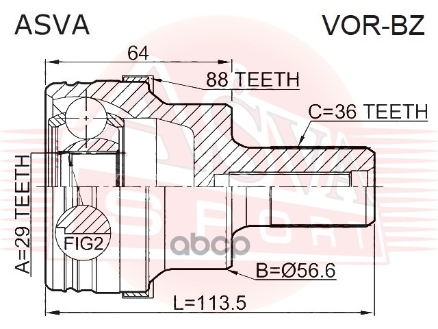 ШРУС НАРУЖНЫЙ ASVA арт. VORBZ
