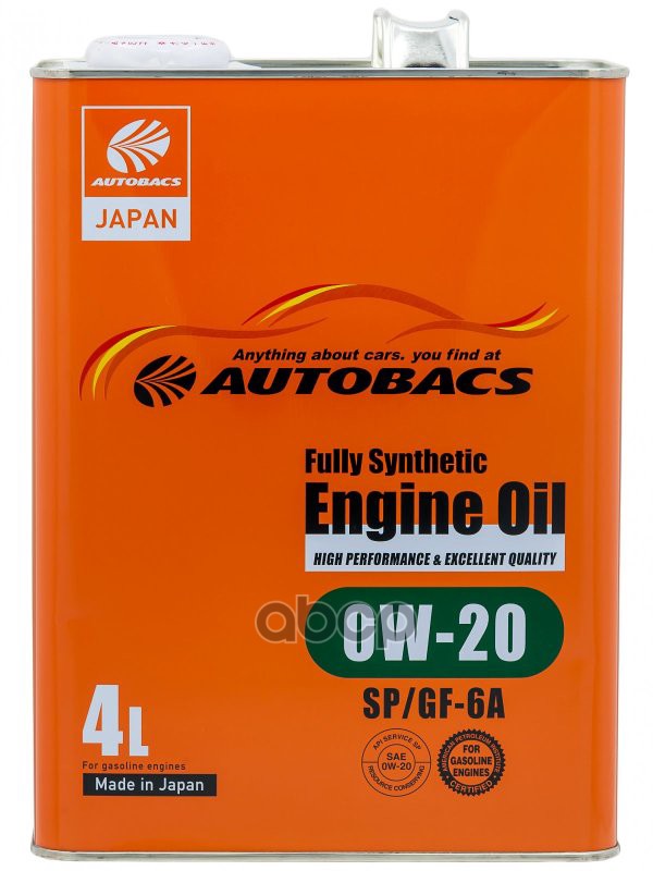AUTOBACS Масло моторное AUTOBACS ENGINE OIL 0W-20 SP GF-6A 4л A00032230