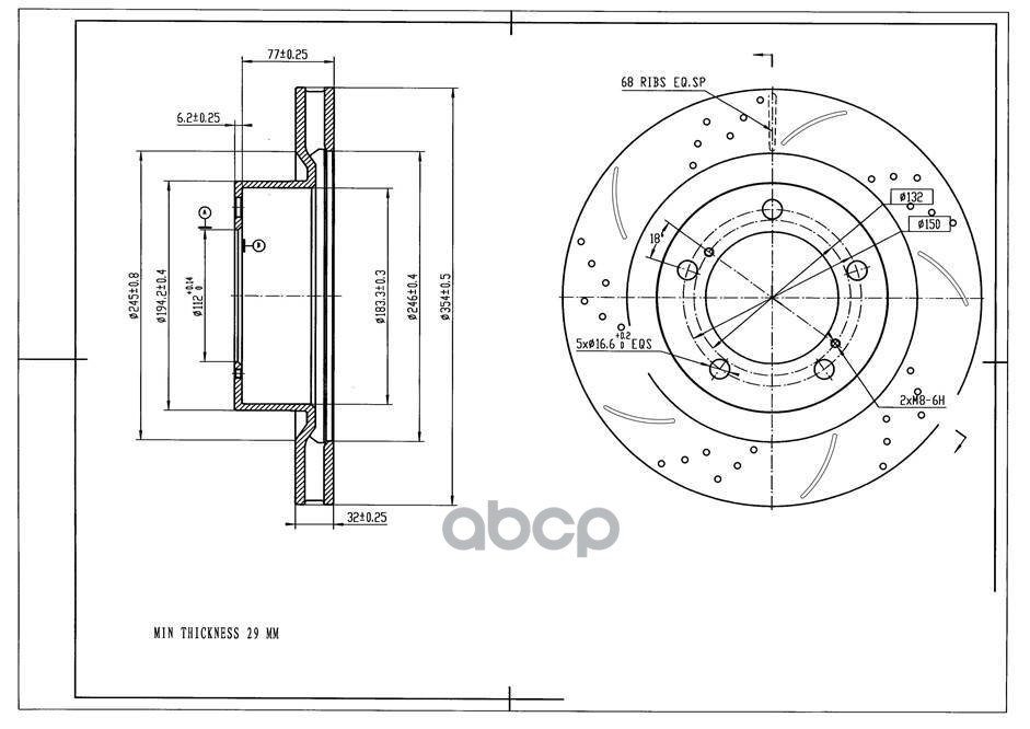Диск Тормозной Avantech (Перфорированный) Передний Левый Br5001fl AVANTECH арт. BR5001FL