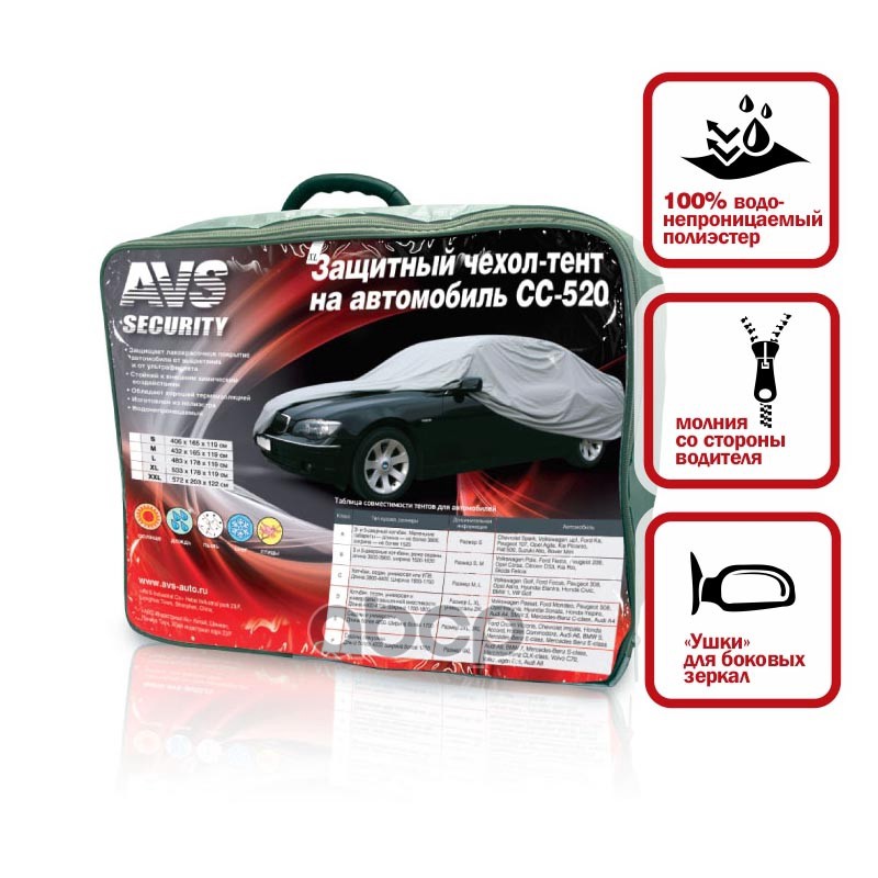 Защитный Чехол-Тент На Автомобиль Avs Сс-520 2Xl 508Х178х119см (Водонепроницаемый) Avs 43418 AVS арт. 43418