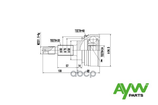 Шрус Наружный AYWIparts арт. AW1510029A