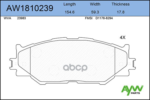 К-Т Дисков. Тормоз. Колодок AYWIparts арт. AW1810239