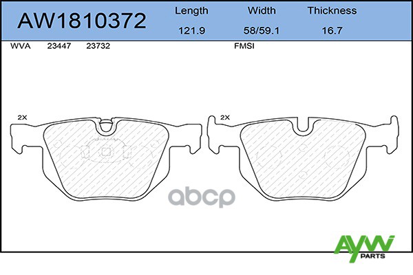 Колодки Тормозные Задние AYWIparts арт. AW1810372