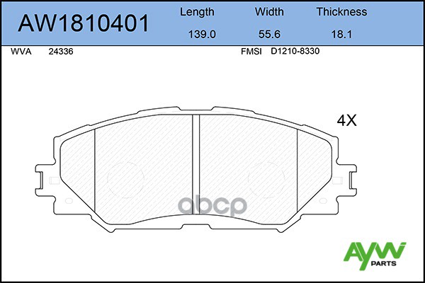 Колодки Тормозные Передние AYWIparts арт. AW1810401