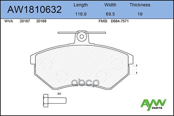 К-Т Дисков. Тормоз. Колодок AYWIparts арт. AW1810632