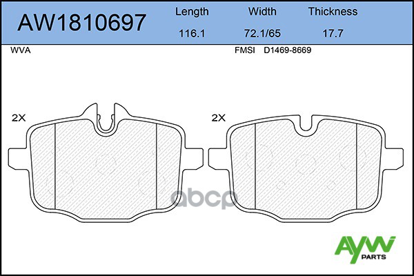К-Т Дисков. Тормоз. Колодок AYWIparts арт. AW1810697
