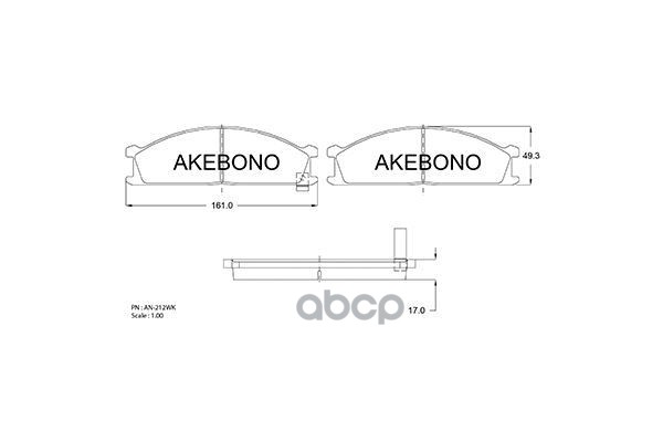 Колодки тормозные дисковые передние ISUZU ELF, NISSAN CARVAN (E24) AN-212WK Akebono арт. AN-212WK