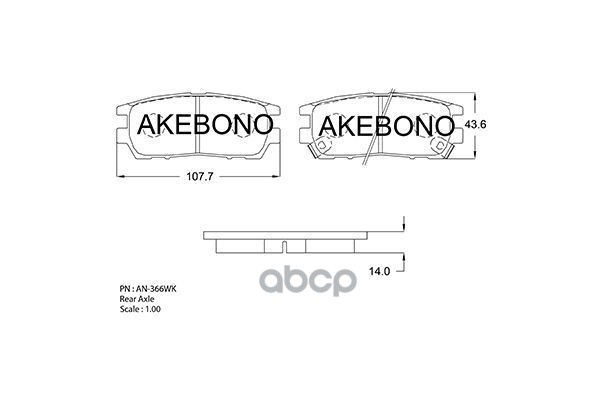 Колодки тормозные дисковые задние ПОДХОДЯТ ДЛЯ MITSUBISHI PAJERO II AN-366WK Akebono арт. AN-366WK