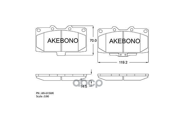 Колодки тормозные дисковые передние Impreza WRX (GC8, GGA), Legacy BH5, Forester STi (SF5) AN-615WK Akebono арт. AN-615WK