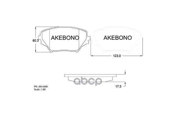 Колодки тормозные дисковые передние ПОДХОДЯТ ДЛЯ TOYOTA RAV4 II AN-640K Akebono арт. AN-640K