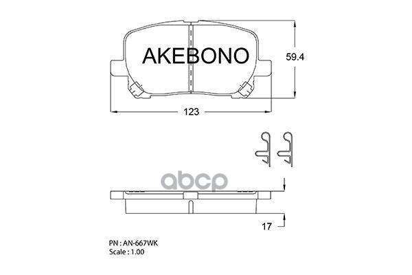 Колодки тормозные дисковые передние ПОДХОДЯТ ДЛЯ Toyota Avensis Verso (M2), Ipsum (20), Matrix AN-667WK Akebono арт. AN-667WK