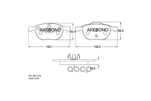 Колодки тормозные дисковые передние ПОДХОДЯТ ДЛЯ Ford Focus II 04 AN-717K Akebono арт. AN-717K