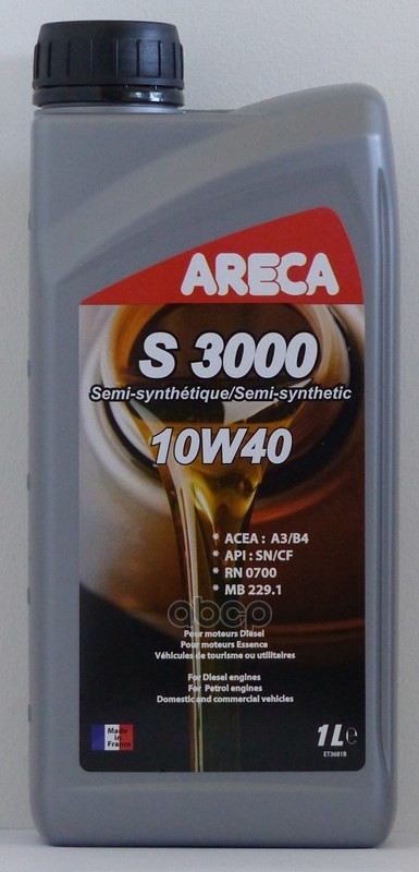 Areca Масло Моторное Areca S 3000 10W-40 Полусинтетическое 1 Л 050889
