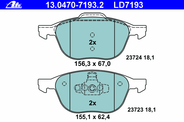 Колодки тормозные передние, CERAMIC ATE 13.0470-7193.2 Ate арт. 13.0470-7193.2