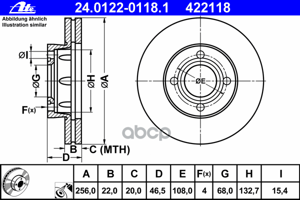 Диск Тормозной Передн, Audi: 100 1.9/2.0 D/2.1 76-82, 100 1.8 Quattro/2.0/2.0 D/2.0 D Turbo/2.0 Kat/2.1/2.2/2.2 Kat/2.2 Quatt...