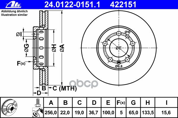 Диск Тормозной Передний Ad A3 Vw G4 1.6 Вент Ate 24.0122-0151.1 Ate арт. 24.0122-0151.1